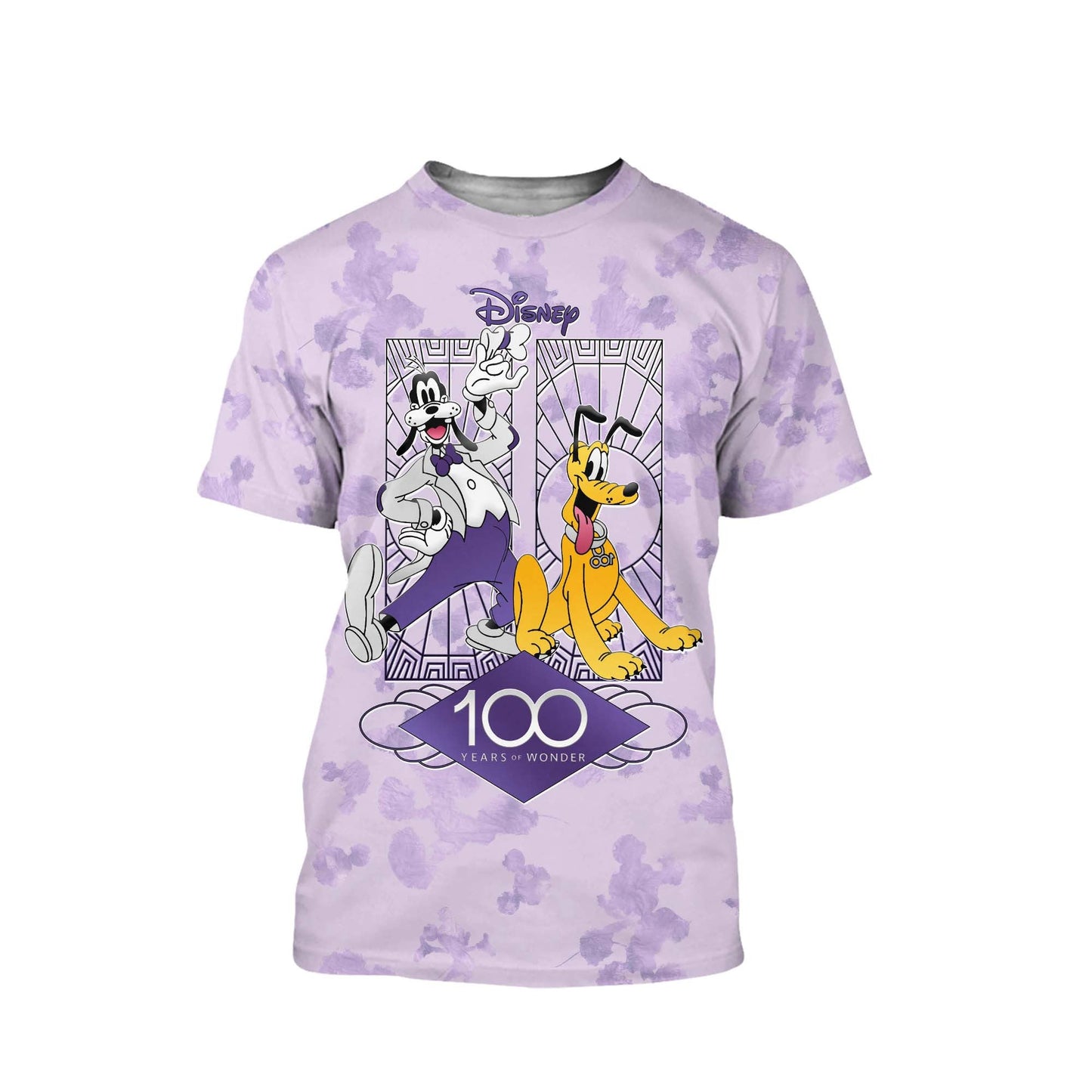 Disney T-Shirt Goofy And Pluto Disney 100 Years Of Wonder T-Shirt Purple Unisex Adults New Release - Trendy Gift For Men & Women