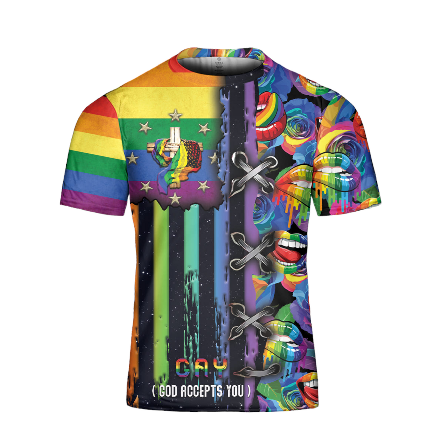 Lgbt T-Shirt God Accepts You Rainbow T-Shirt Colorful Unisex - Trendy Gift For Men & Women