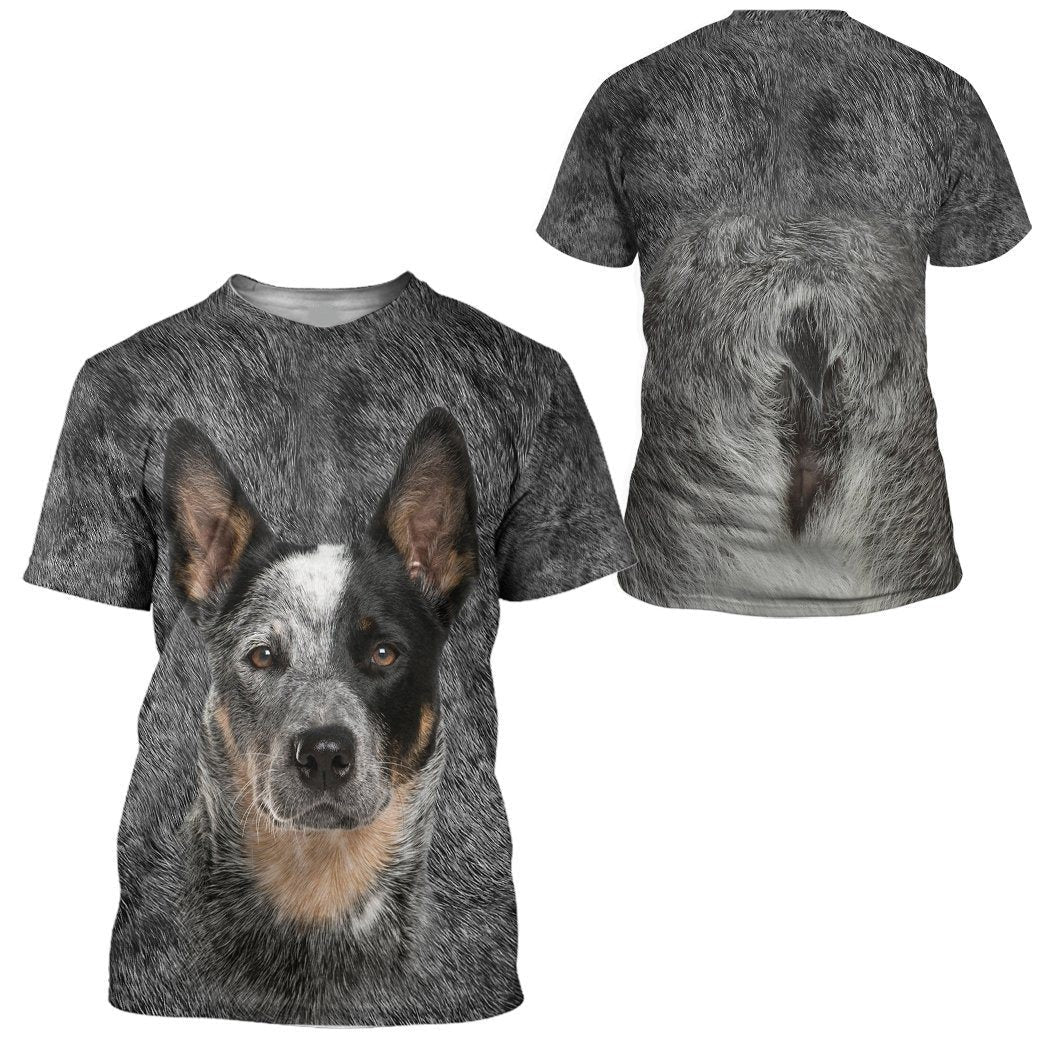 Dog Hoodie Australian Cattle Dog Front And Back T-Shirt Gray Unisex - Trendy Gift For Men & Women