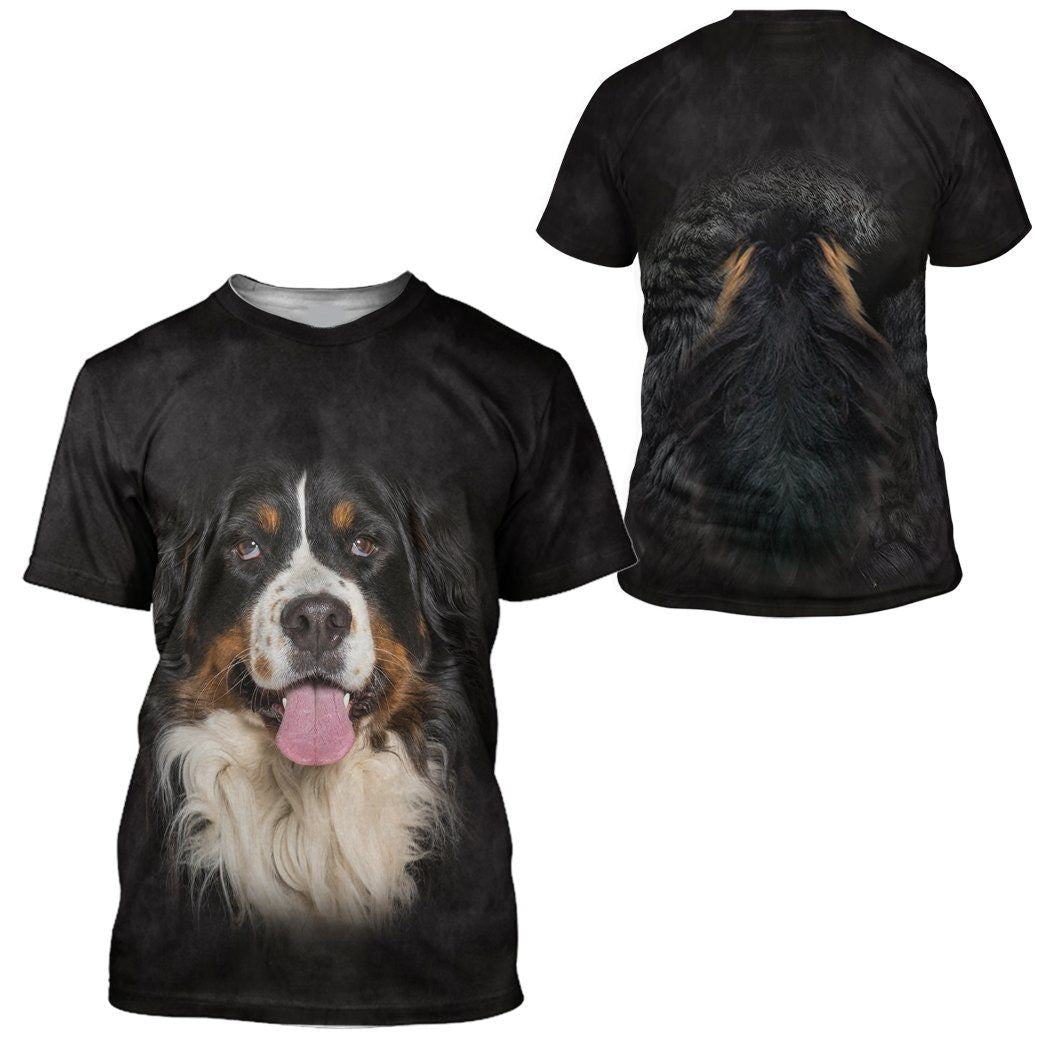 Dog Hoodie Bernese Mountain Dog Front And Back T-Shirt Black Unisex - Trendy Gift For Men & Women