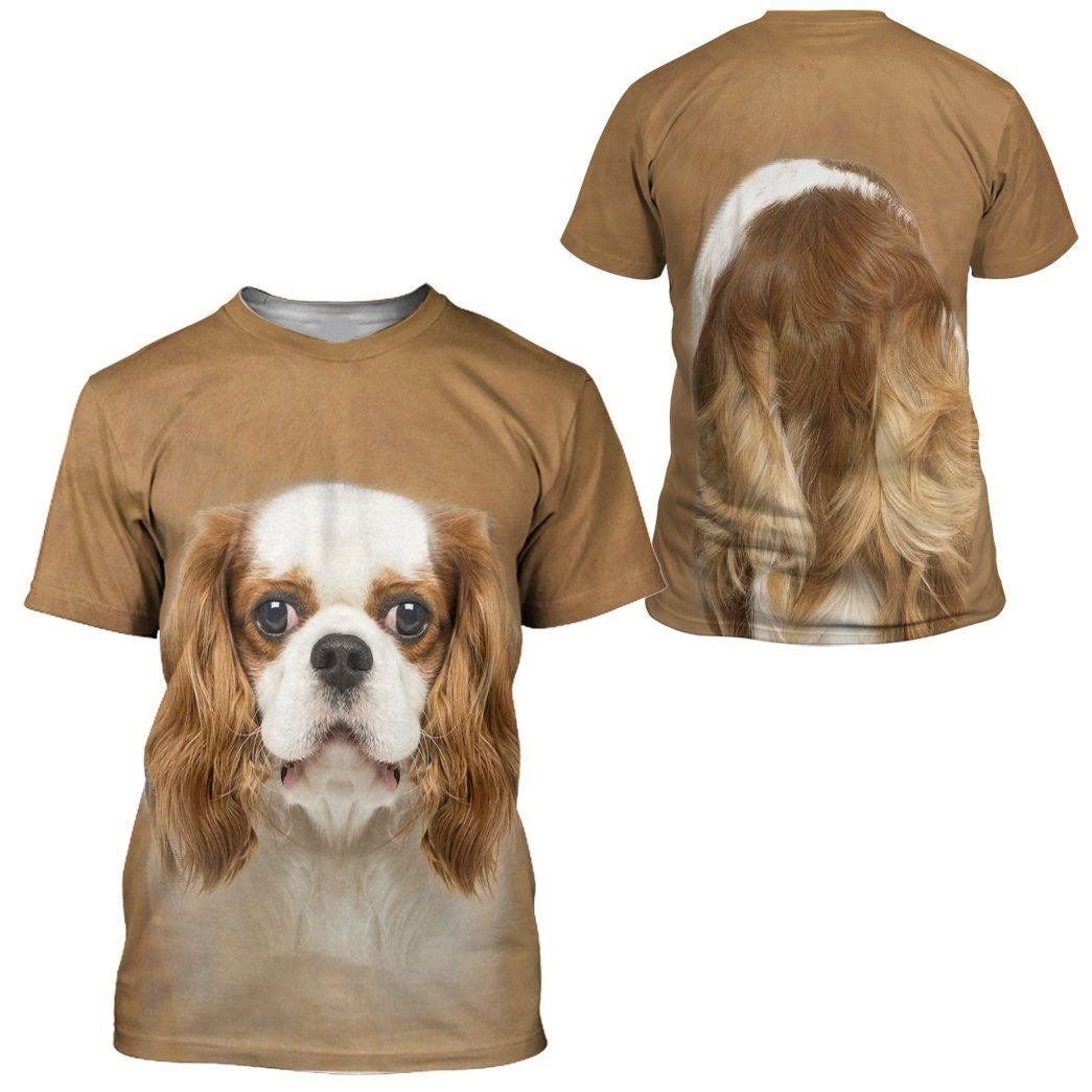 Dog Hoodie Cavalier King Charles Spaniel Front And Back T-Shirt Brown White Unisex - Trendy Gift For Men & Women
