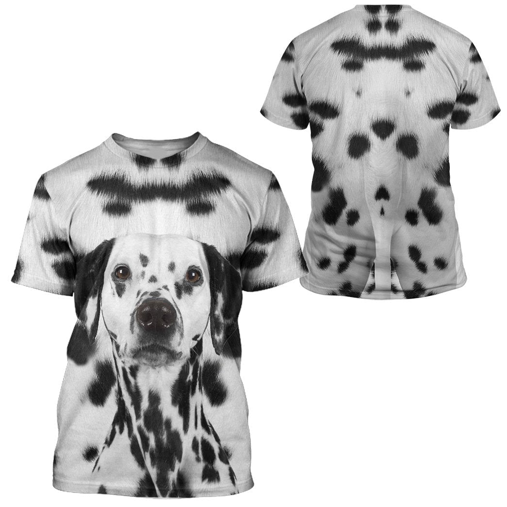 Dog Hoodie Dalmatian Dog Front And Back T-Shirt Black White Unisex - Trendy Gift For Men & Women