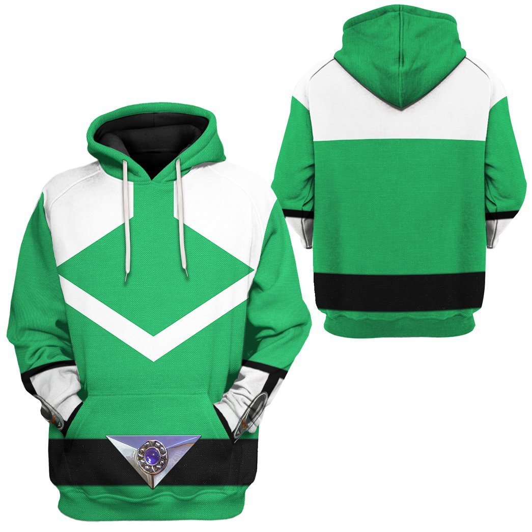 Power Ranger Hoodie Green Power Rangers Time Force Hoodie Green White Unisex - Cozy Hoodie For Cold Weather