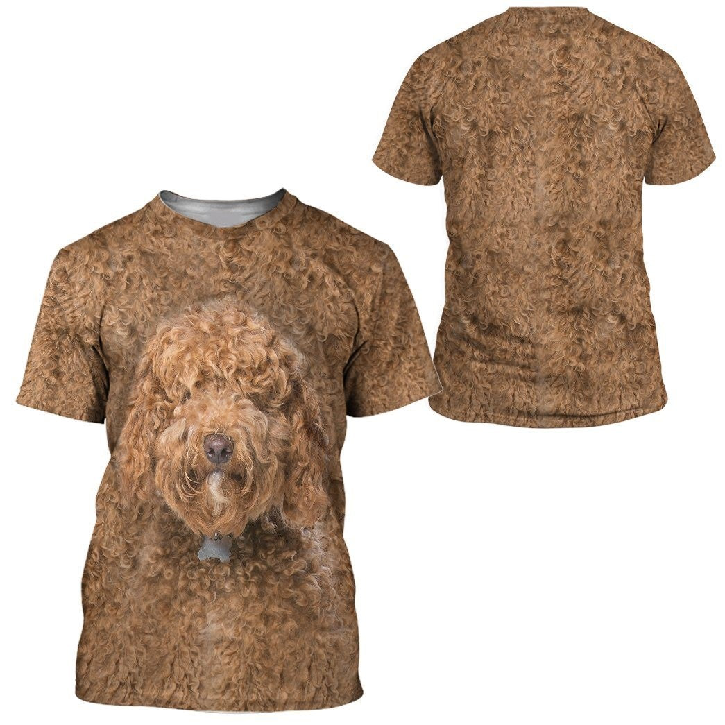 Dog Hoodie Labradoodle Dog Front And Back T-Shirt Brown Unisex - Trendy Gift For Men & Women