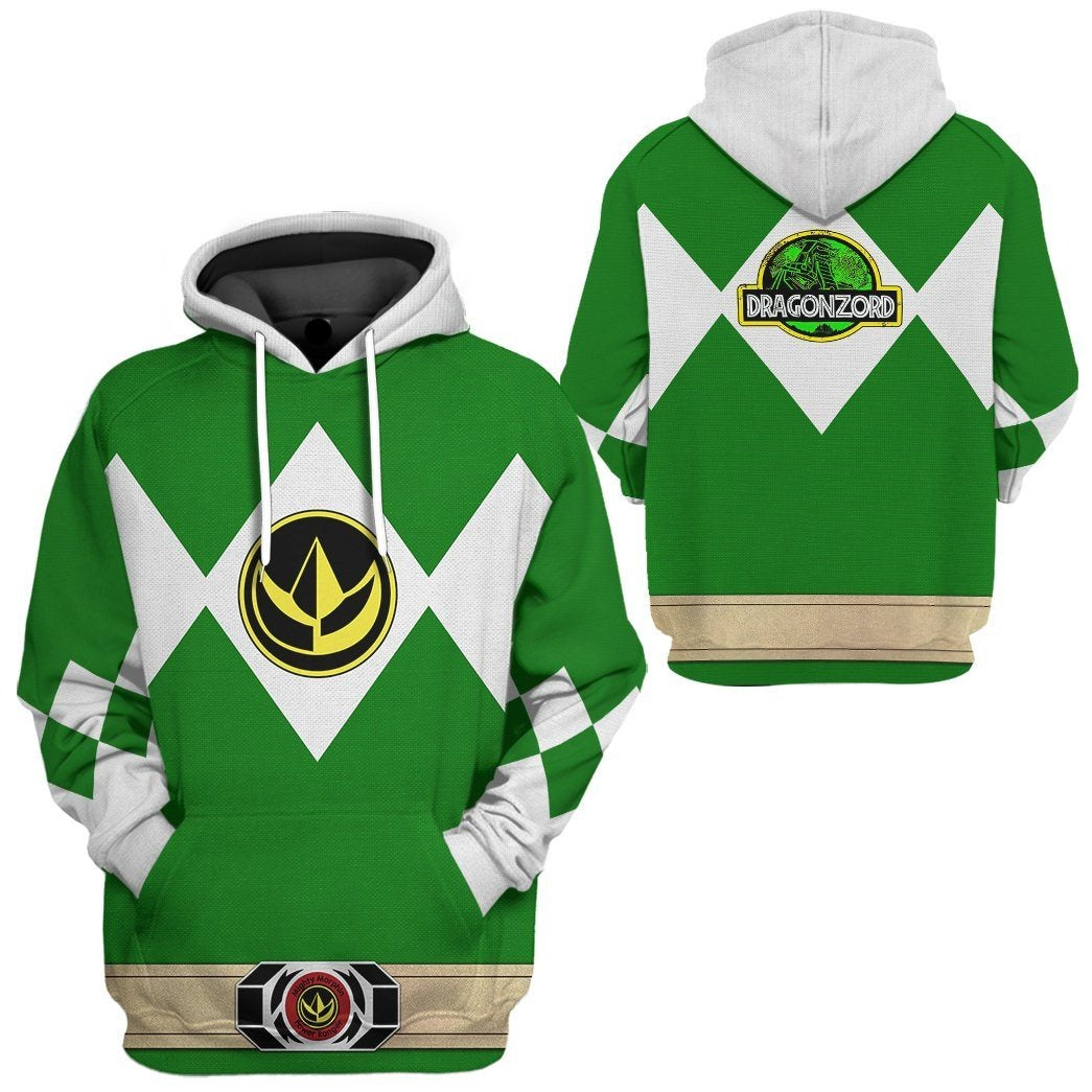 Power Ranger Hoodie Green Mighty Morphin Power Ranger Dragonzord Hoodie Green White Unisex - Cozy Hoodie For Cold Weather