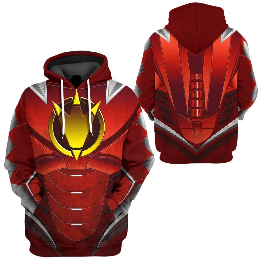 Power Ranger Hoodie Red Power Ranger Dino Thunder Hoodie Red Yellow Unisex - Cozy Hoodie For Cold Weather