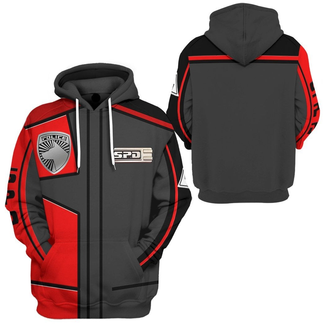 Power Ranger Hoodie Power Rangers S.P.D Red Uniform Hoodie Red Black Unisex - Cozy Hoodie For Cold Weather