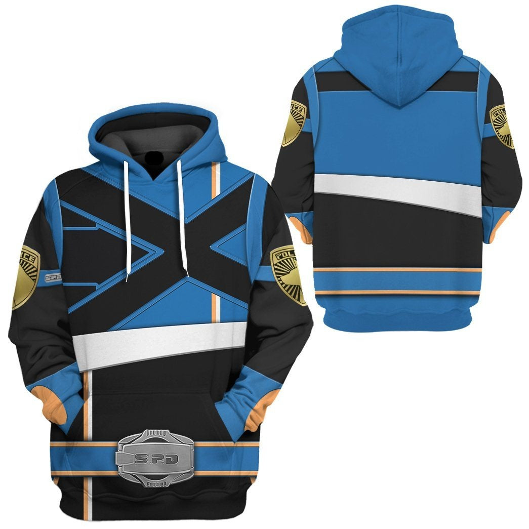Power Ranger Hoodie Blue S.P.D Power Ranger Soul Of The Dragon Hoodie Blue Black Unisex - Cozy Hoodie For Cold Weather