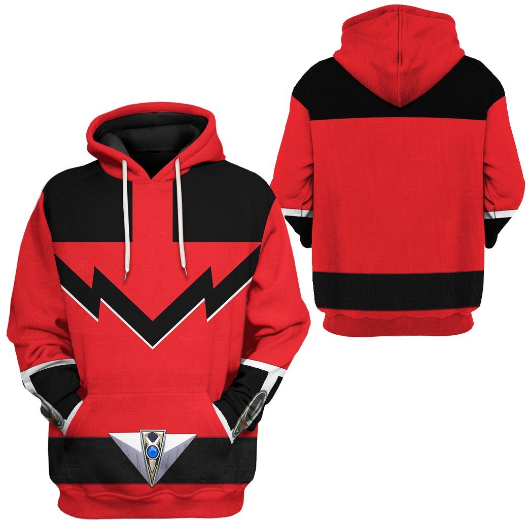 Power Ranger Hoodie Quantum Power Rangers Time Force Hoodie Red Black Unisex - Cozy Hoodie For Cold Weather