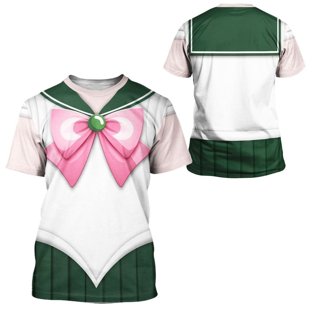 Sailor Moon Hoodie Sailor Jupiter Suit Costume T-Shirt White Green Unisex - Trendy Gift For Men & Women
