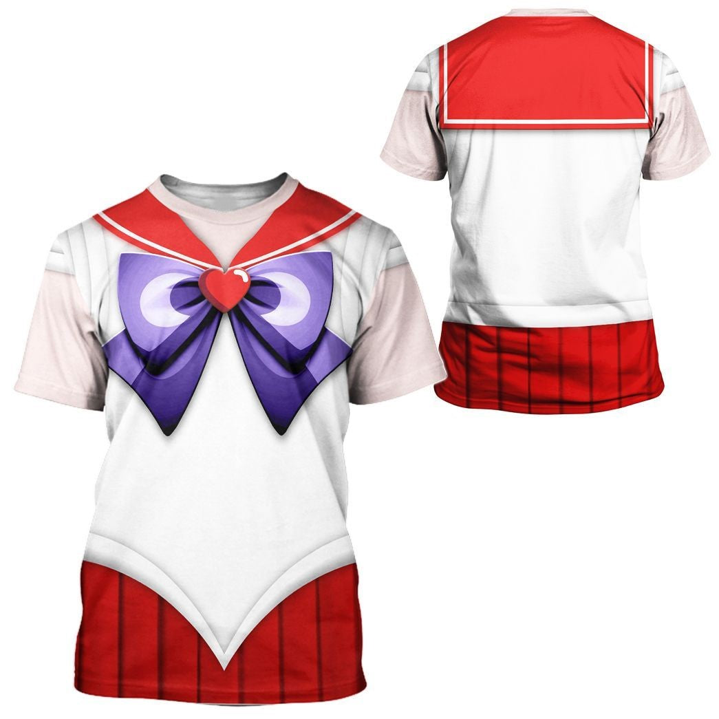 Sailor Moon Hoodie Sailor Mars Suit Costume T-Shirt White Red Unisex - Trendy Gift For Men & Women