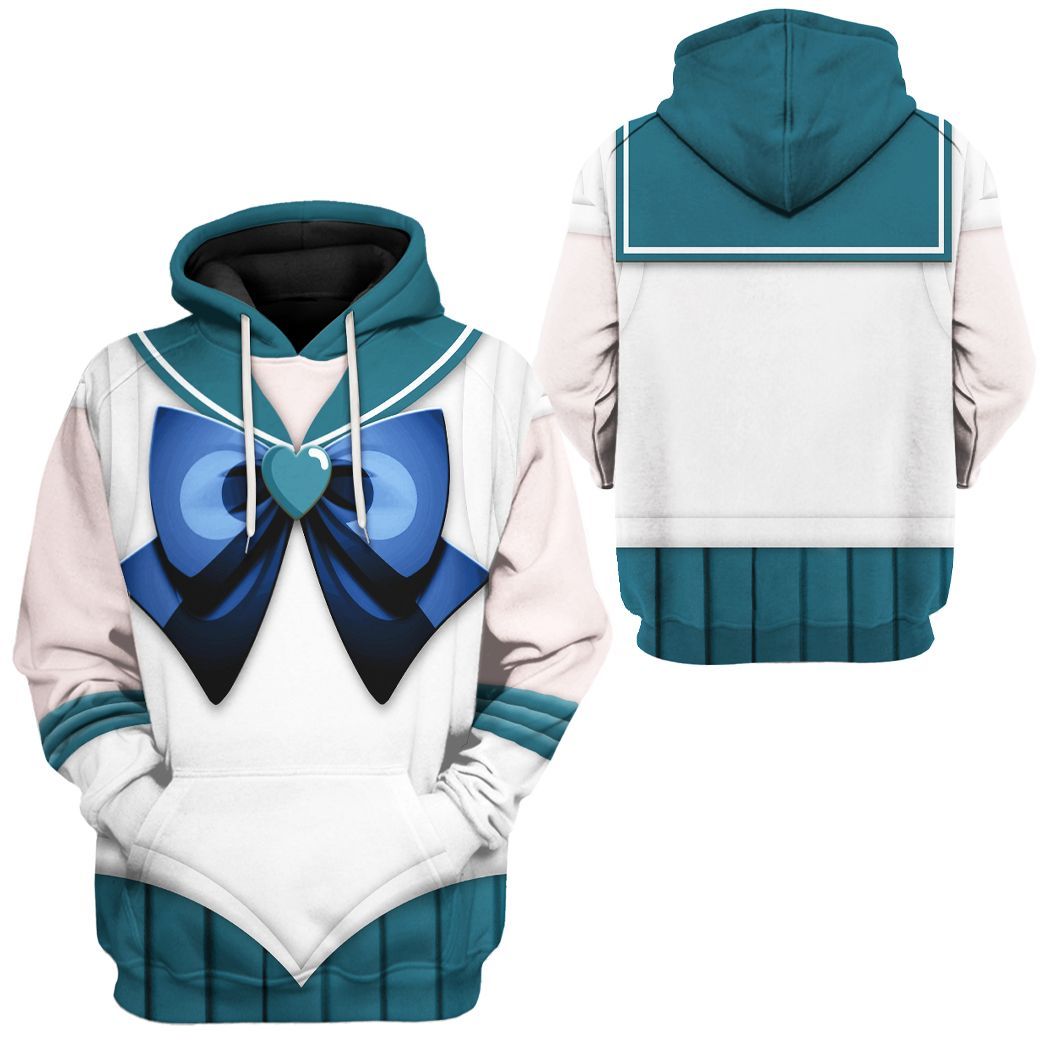 Sailor Moon Hoodie Sailor Neptune Suit Costume T-Shirt White Green Unisex - Trendy Gift For Men & Women