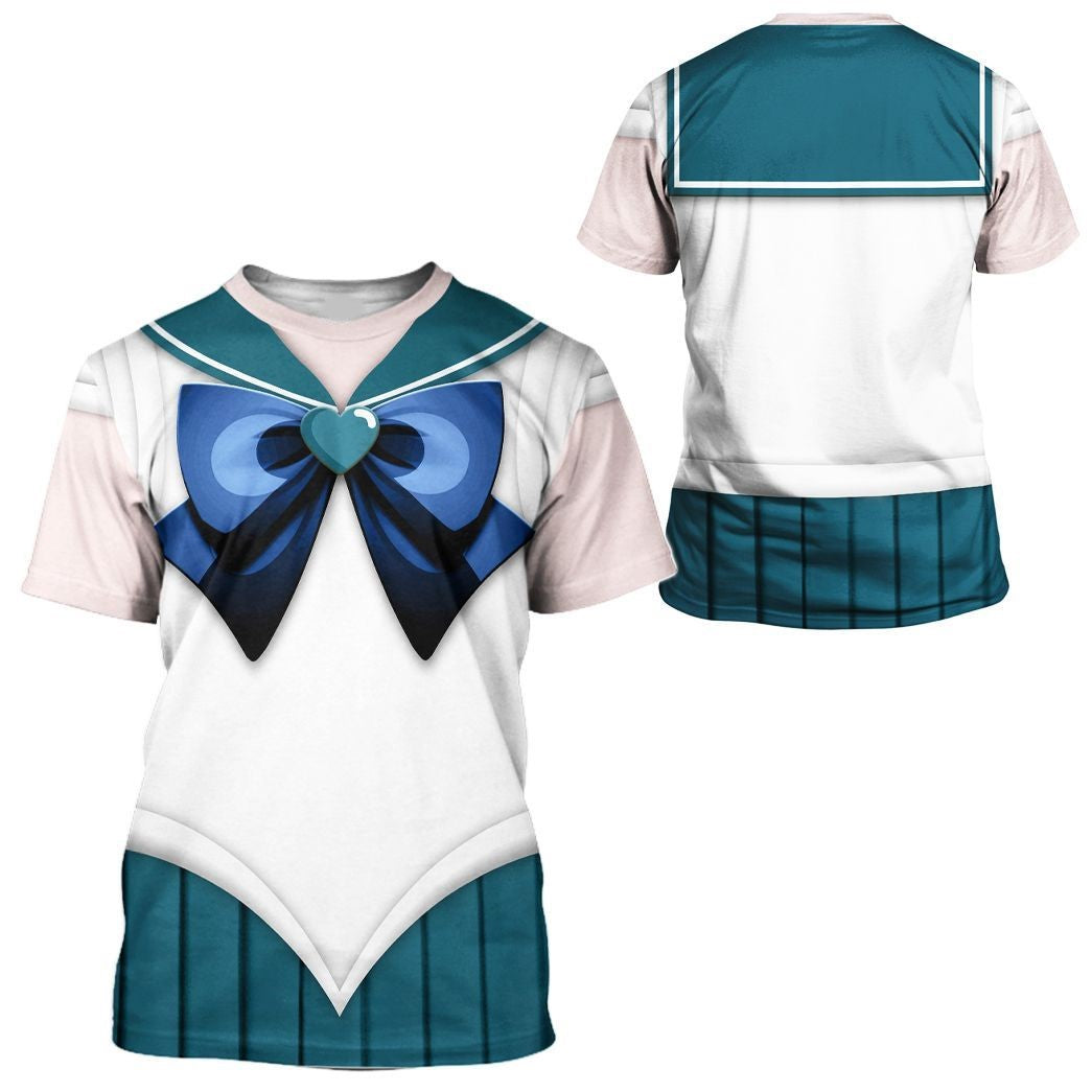 Sailor Moon Hoodie Sailor Neptune Suit Costume T-Shirt White Green Unisex - Trendy Gift For Men & Women