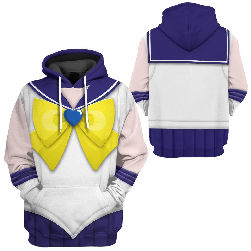 Sailor Moon Hoodie Sailor Uranus Suit Costume T-Shirt White Blue Unisex - Trendy Gift For Men & Women