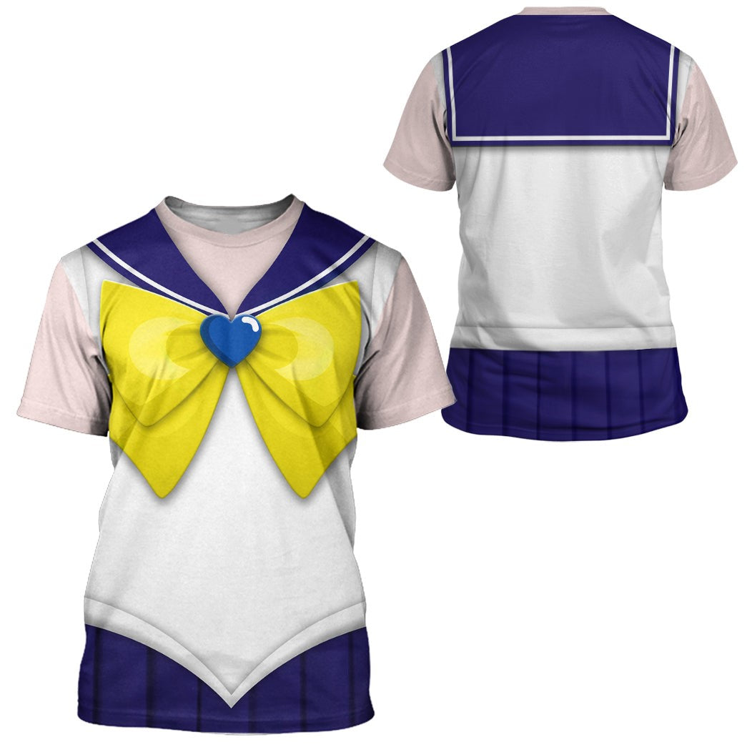 Sailor Moon Hoodie Sailor Uranus Suit Costume T-Shirt White Blue Unisex - Trendy Gift For Men & Women