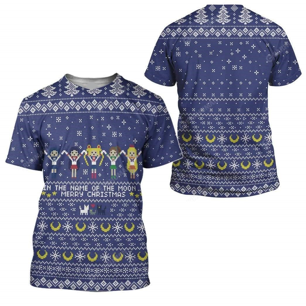 Sailor Moon Hoodie In The Name Of The Moon T-Shirt Blue Unisex - Trendy Gift For Men & Women