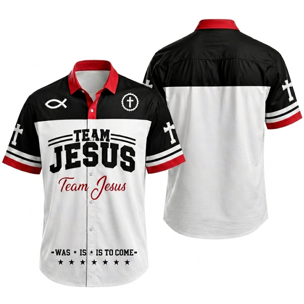 Team Jesus Hawaiian Shirt Christian Faith Cross Button Up Gift