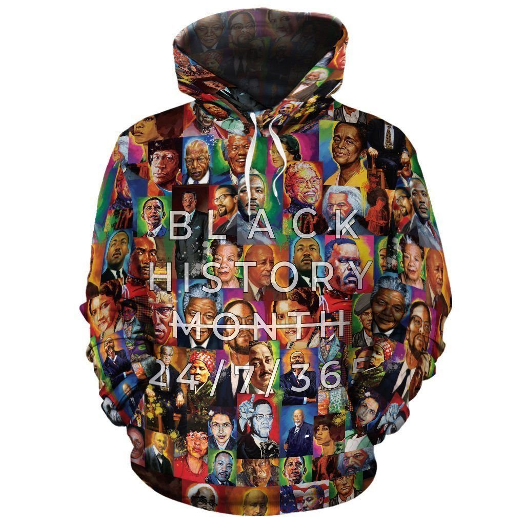 Africa American Hoodie Black History Month 24/7/365 Hoodie Colorful Unisex - Cozy Hoodie For Cold Weather
