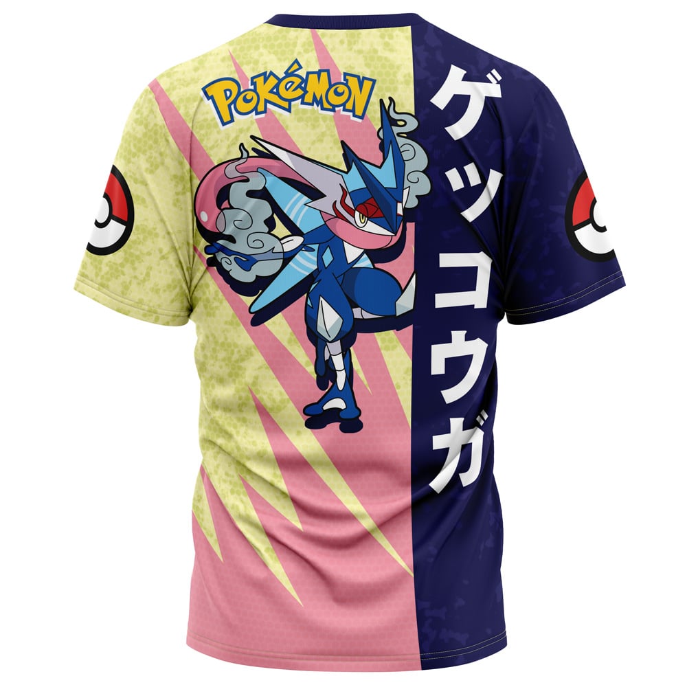 Pokemon T-Shirt Pokemon Greninja Attack Pose T-Shirt Blue Yellow Unisex - Trendy Gift For Men & Women