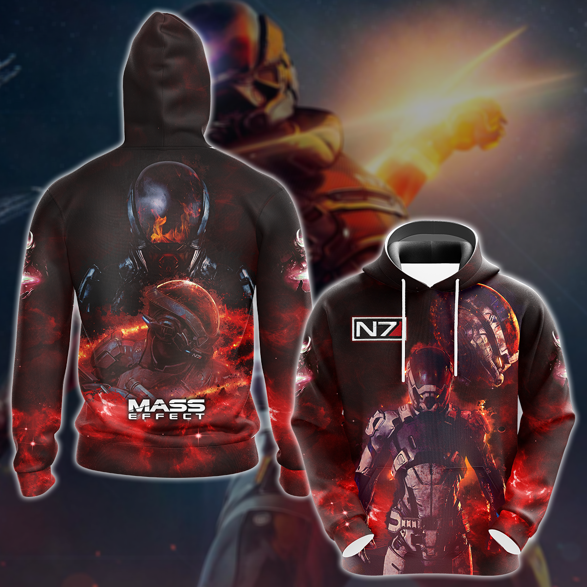 Mass Effect Video Game 3D All Over Printed T-shirt Tank Top Zip Hoodie Pullover Hoodie Hawaiian Shirt Beach Shorts Jogger
