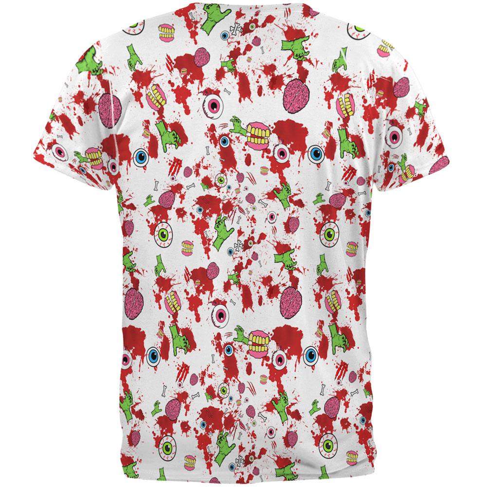 Zombie T-Shirt Halloween Zombie Elements Pattern T-Shirt Black Red Unisex - Trendy Gift For Men & Women