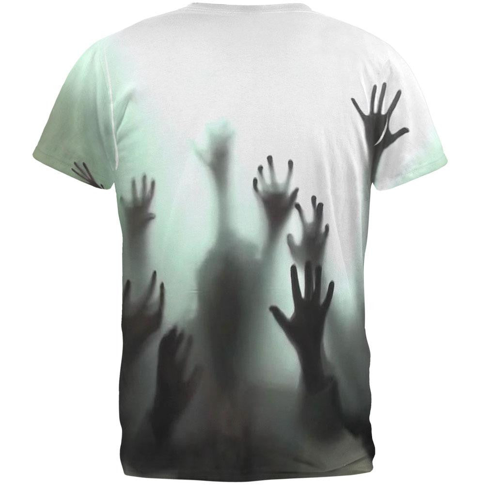 Zombie T-Shirt Halloween Zombie Hands Shadow T-Shirt Black White Unisex - Trendy Gift For Men & Women