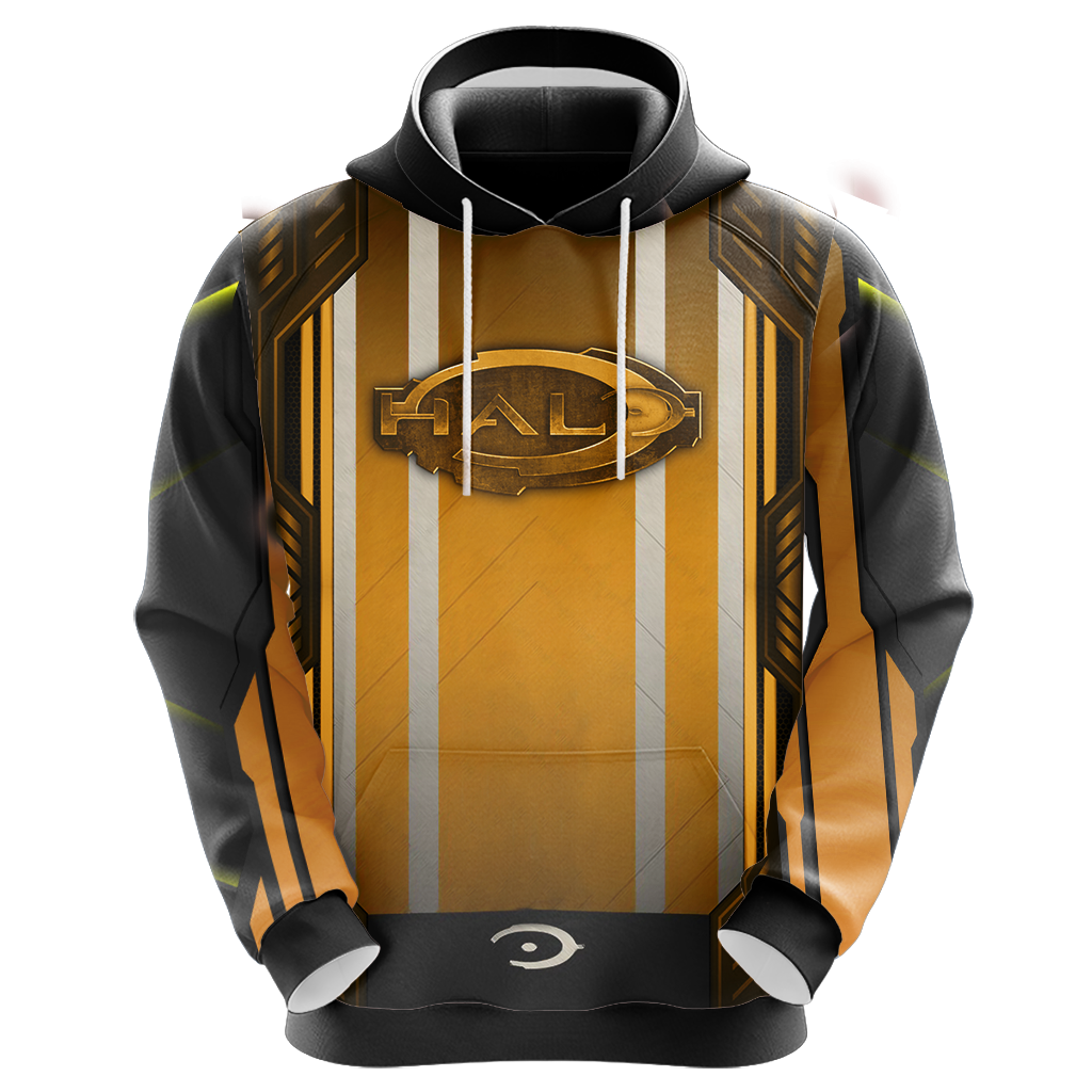 Halo Hoodie Halo Logo Masterchief Under Sunset Hoodie Black Yellow Unisex - Cozy Hoodie For Cold Weather