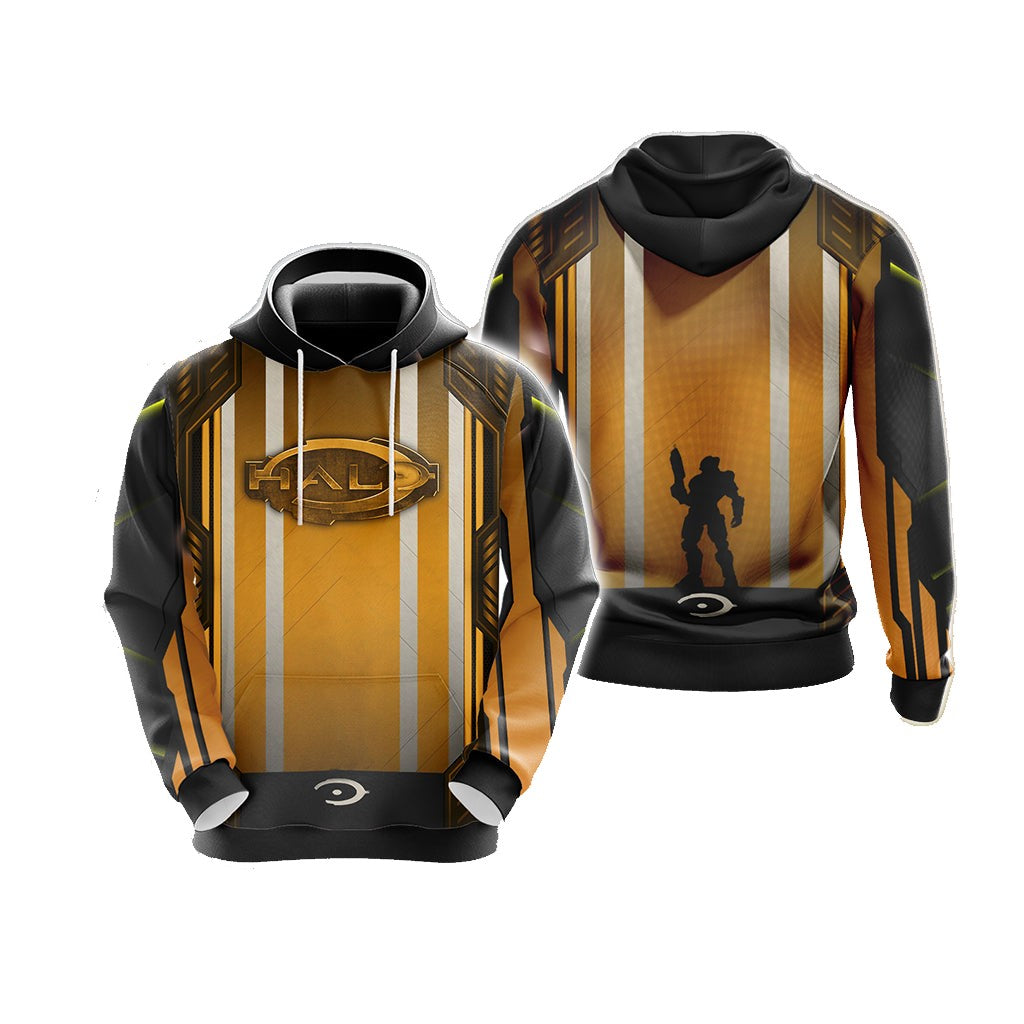 Halo Hoodie Halo Logo Masterchief Under Sunset Hoodie Black Yellow Unisex - Cozy Hoodie For Cold Weather