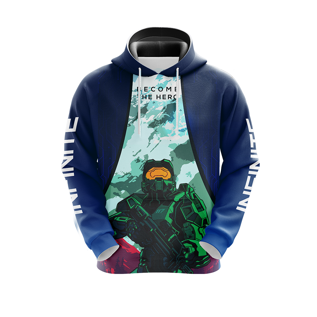 Halo Hoodie Halo Infinite Become The Hero Hoodie Blue Unisex - Cozy Hoodie For Cold Weather