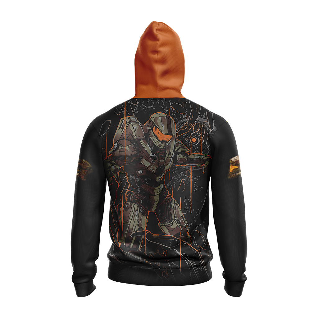 Halo Hoodie Halo Masterchief Graphic Painting Hoodie Black Orange Unisex - Cozy Hoodie For Cold Weather