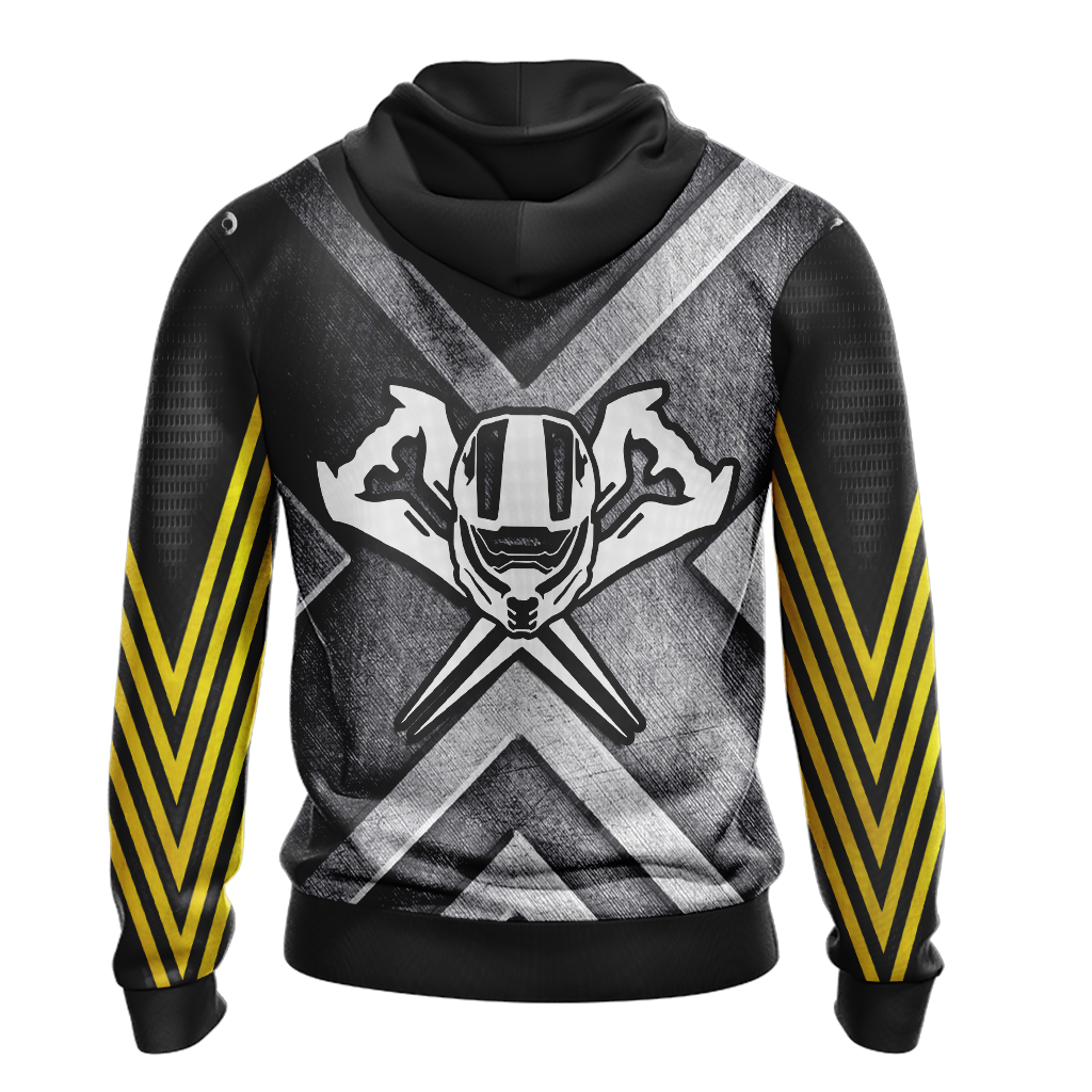 Halo Hoodie Halo Logo And Helmet Symbol Hoodie Yellow Gray Unisex - Cozy Hoodie For Cold Weather