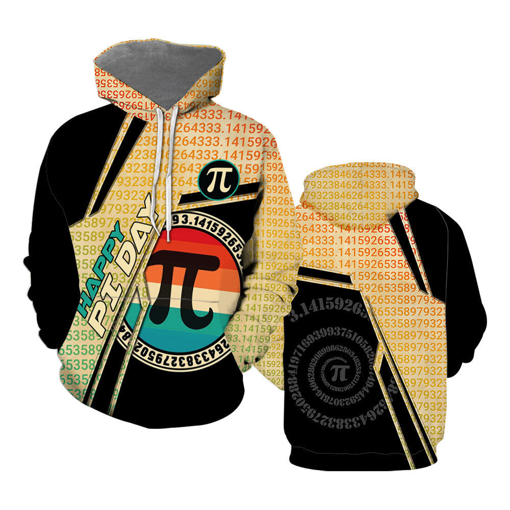 Pi Hoodie Number Pattern Happy Pi Day Hoodie Math Hoodie Black Yellow Unisex - Cozy Hoodie For Cold Weather