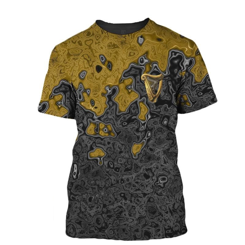 Guinness T-Shirt Holographic Pattern Guinness Beer T-Shirt Yellow Black Unisex - Trendy Gift For Men & Women
