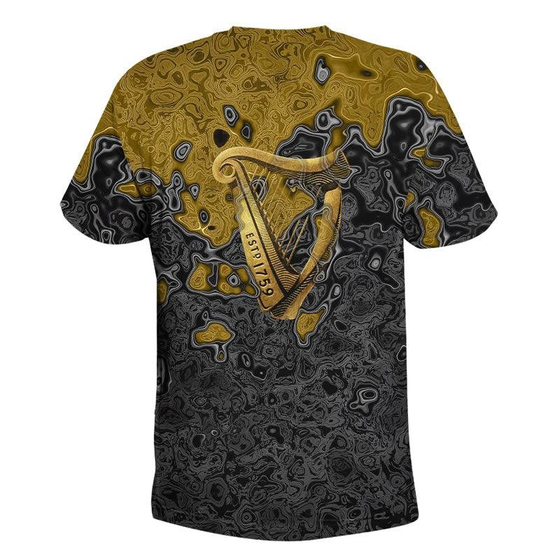 Guinness T-Shirt Holographic Pattern Guinness Beer T-Shirt Yellow Black Unisex - Trendy Gift For Men & Women