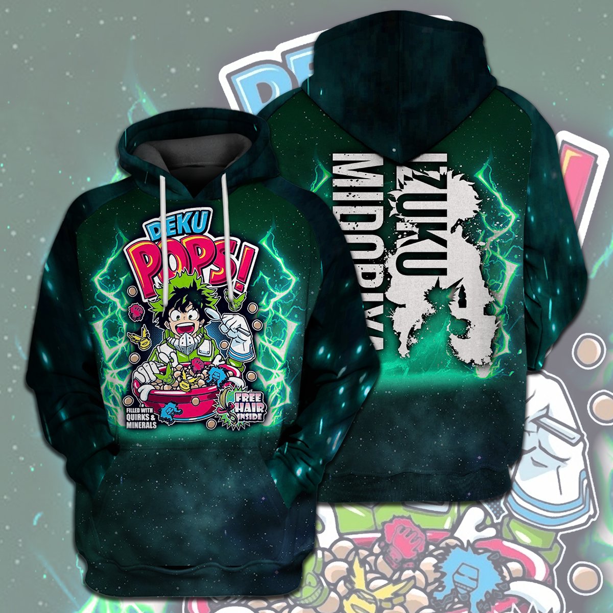 My Hero Academia T-shirt Deku Pops Midoriya Izuku Cookies Green Galaxy T-shirt Hoodie