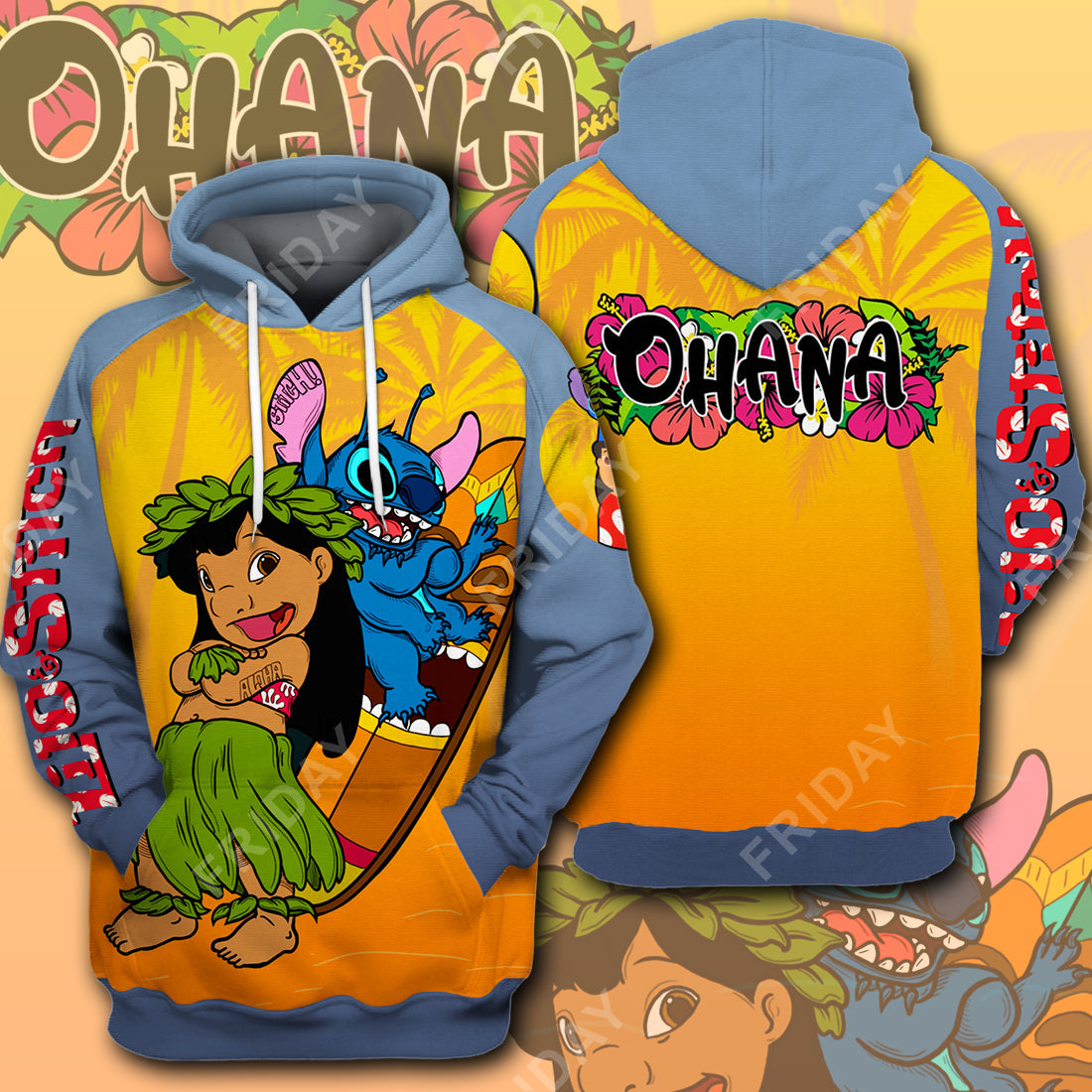 LAS T-shirt Lilo And St Surfing Ohana 3D Print T-shirt Awesome High Quality DN Stitch Hoodie Sweater Tank