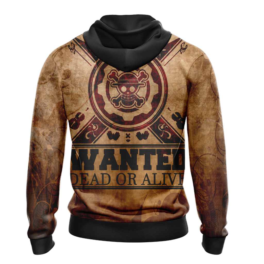 One Piece Hoodie One Piece Wanted Dead Or Alive Hoodie Anime Clothing