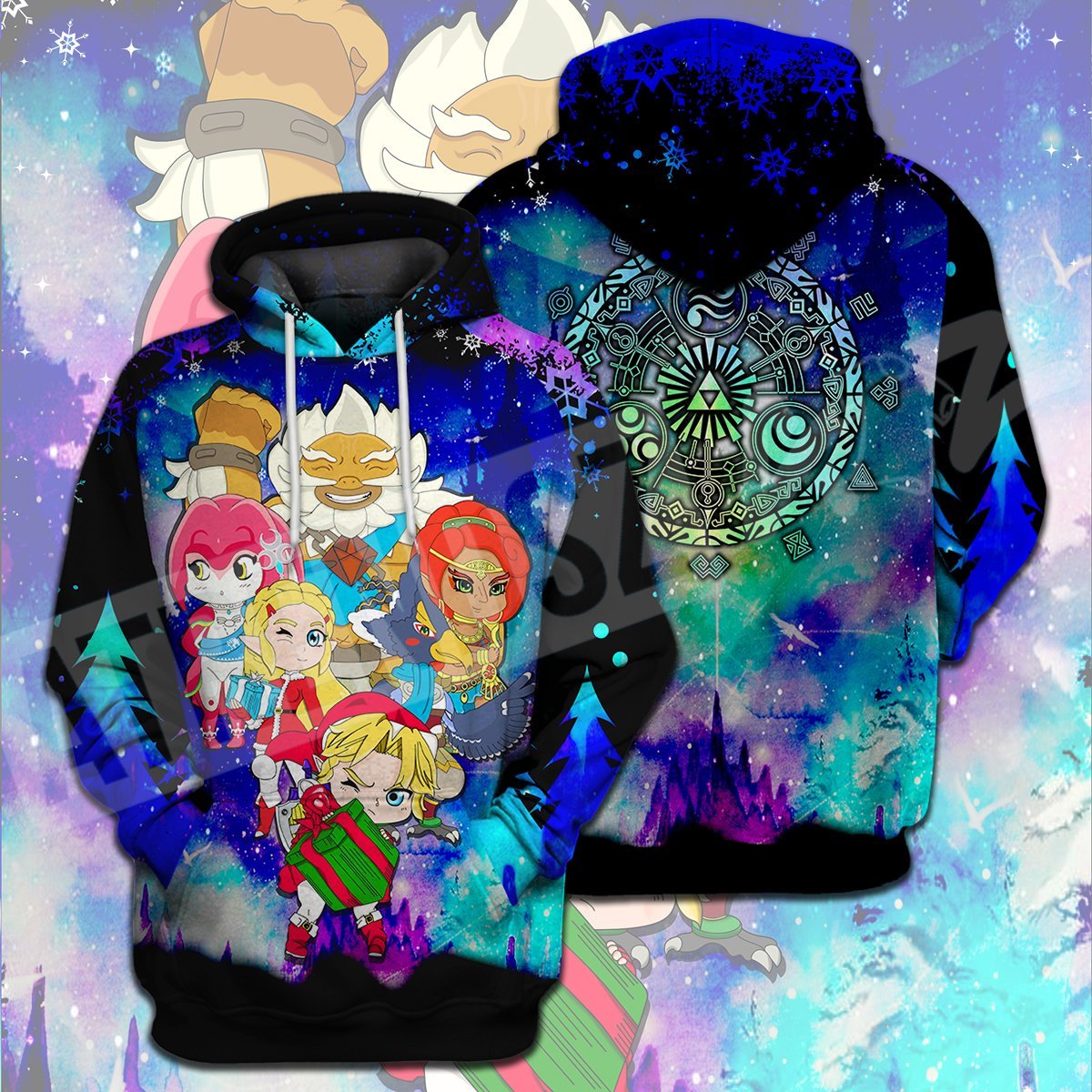 Legend Of Zelda Christmas T-shirt LOZ Christmas Character Goddess Pearls Mandala Snowflakes T-shirt Legend Of Zelda Hoodie