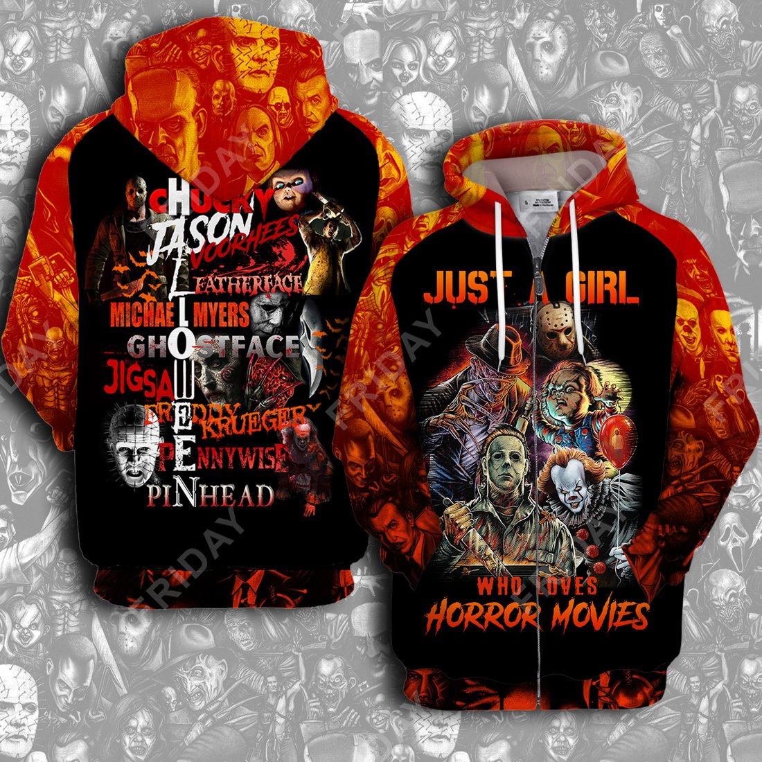 Horror T-shirt Halloween Just A Girl Who Loves Horror Movies T-shirt High Quality Horror Hoodie Sweater Tank