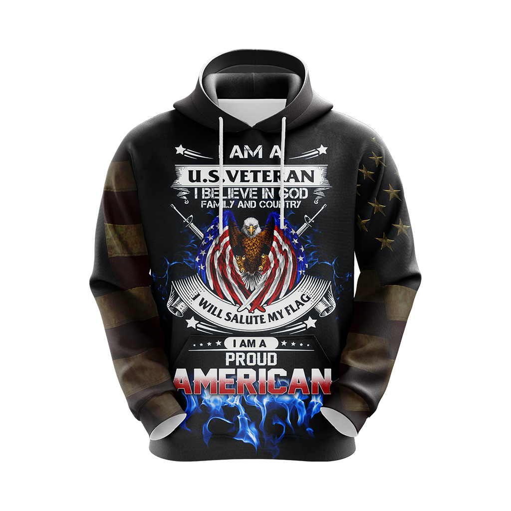 Veteran Hoodie I Believe In God Family And Country Hoodie Black Unisex - Cozy Hoodie For Cold Weather