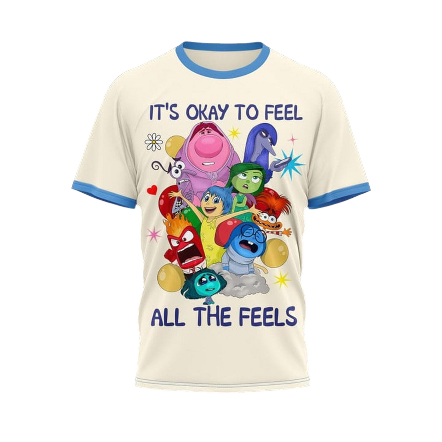Inside Out T-Shirt It’S Okay To Feel All The Feels T-Shirt White Unisex - Trendy Gift For Men & Women