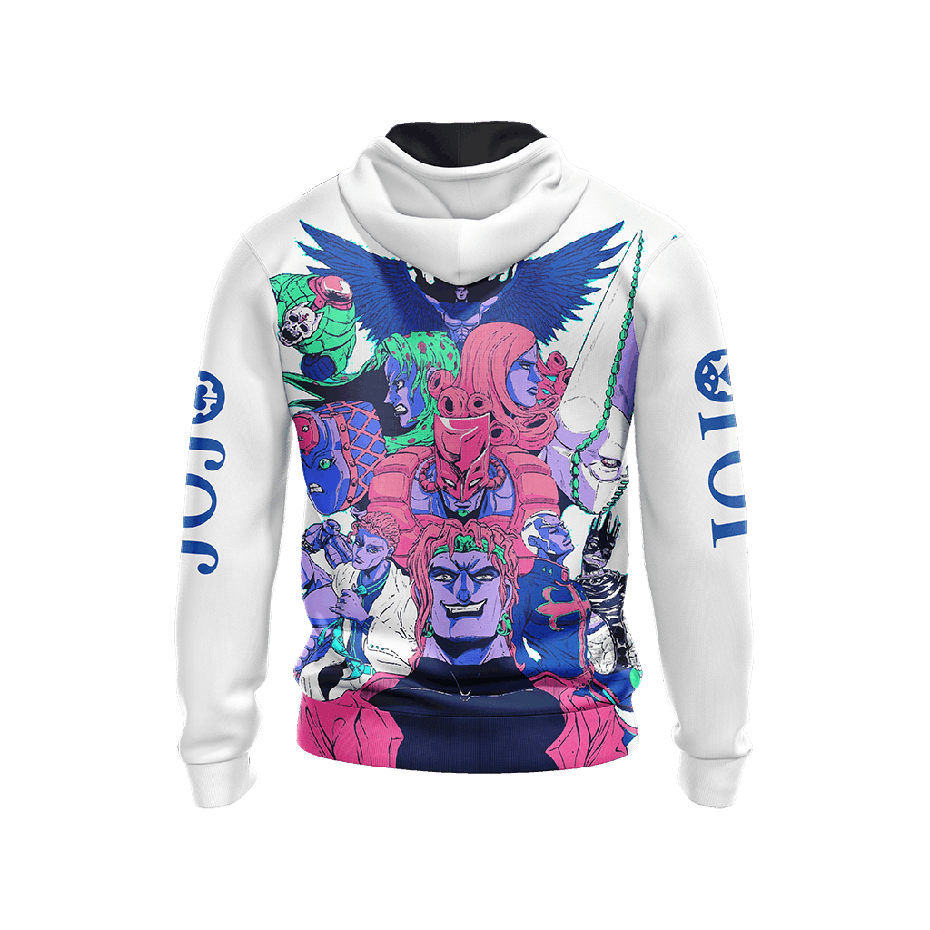 Jojos Bizarre Adventure Hoodie Jojos Bizarre Adventure Characters And Stands Hoodie White Unisex - Cozy Hoodie For Cold Weather