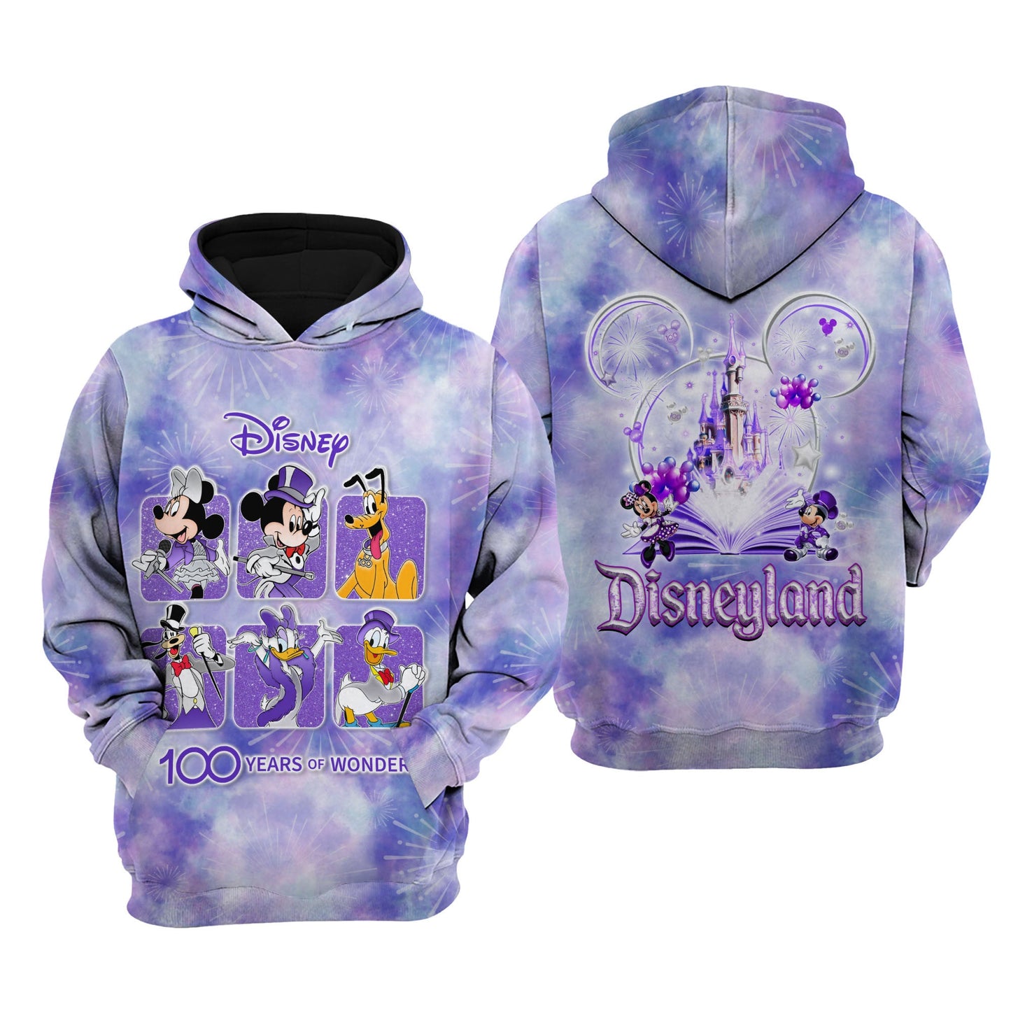 Disney Hoodie Mk And Friend Disneyland 100 Years Of Wonder Hoodie Purple Unisex Adults New Release - Cozy Hoodie For Cold Weather