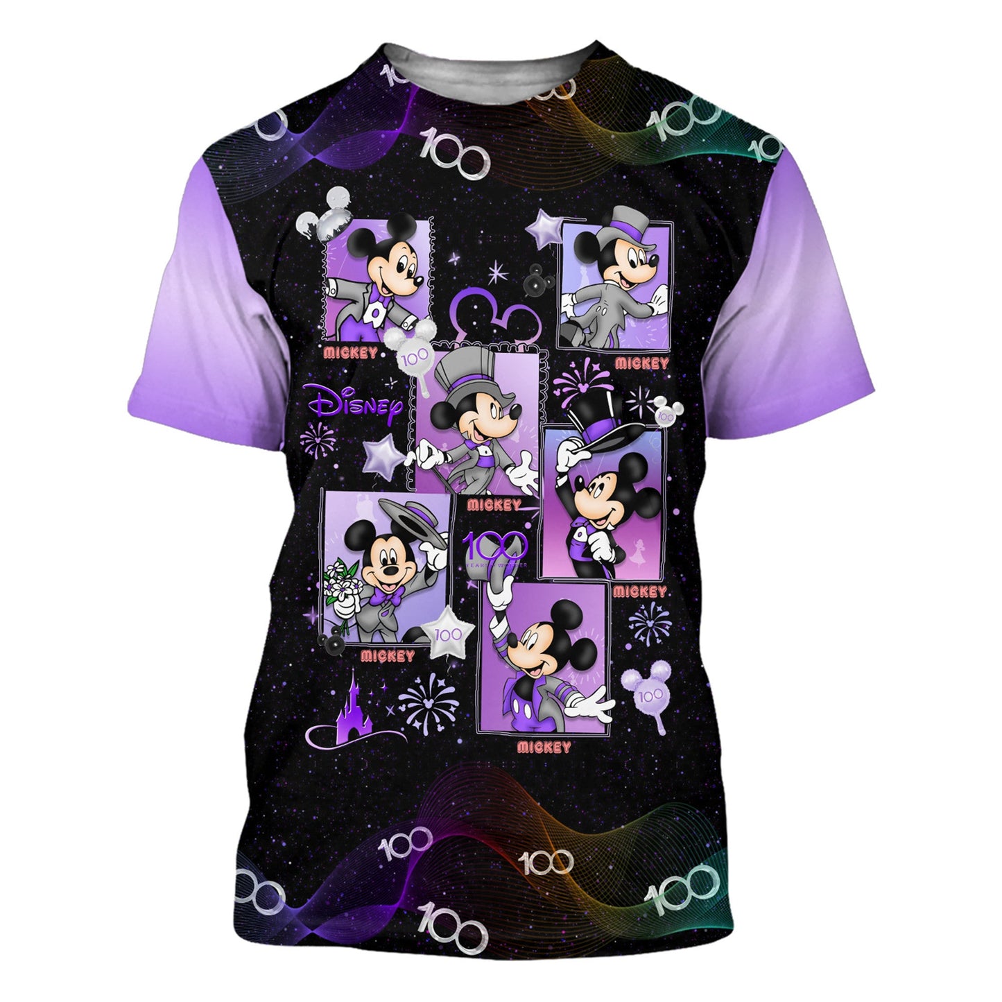 Disney T-Shirt Mk Square Disney 100 Years Of Wonder T-Shirt Black Purple Unisex Adults New Release - Trendy Gift For Men & Women