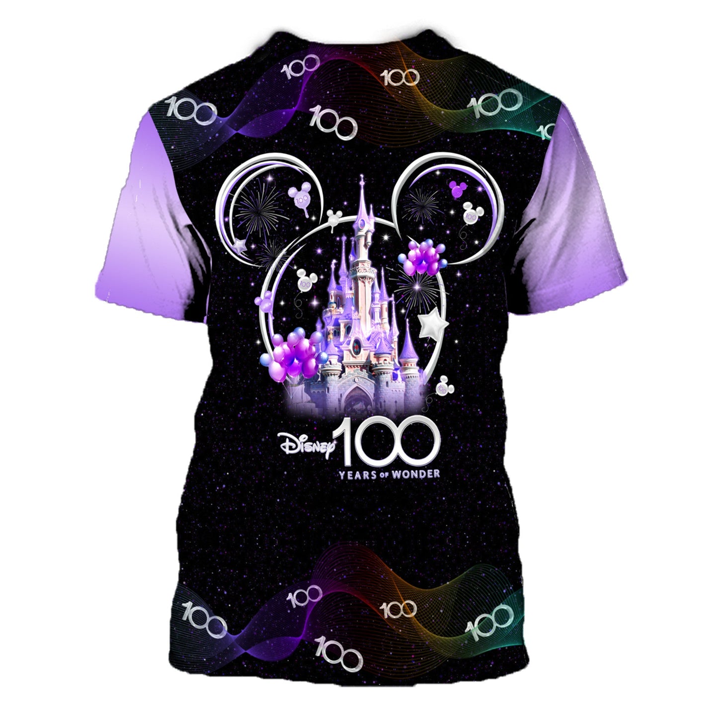 Disney T-Shirt Mk Square Disney 100 Years Of Wonder T-Shirt Black Purple Unisex Adults New Release - Trendy Gift For Men & Women
