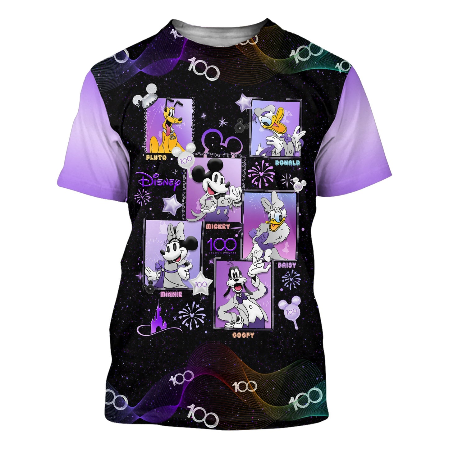 Disney T-Shirt Mk Friends Square Disney 100 Years Of Wonder T-Shirt Black Purple Unisex Adults New Release - Trendy Gift For Men & Women