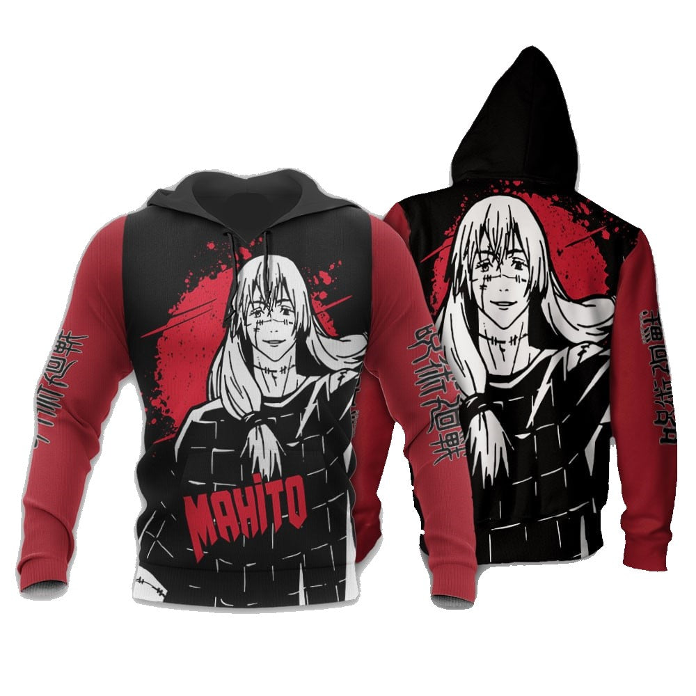 Jujutsu Kaisen Hoodie Jujutsu Kaisen Mahito Villain Graphic Hoodie Black Red Unisex - Cozy Hoodie For Cold Weather