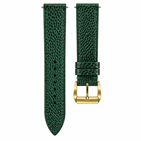 Dark Green Ostrich Leg Leather Watch Strap with Quick-Release