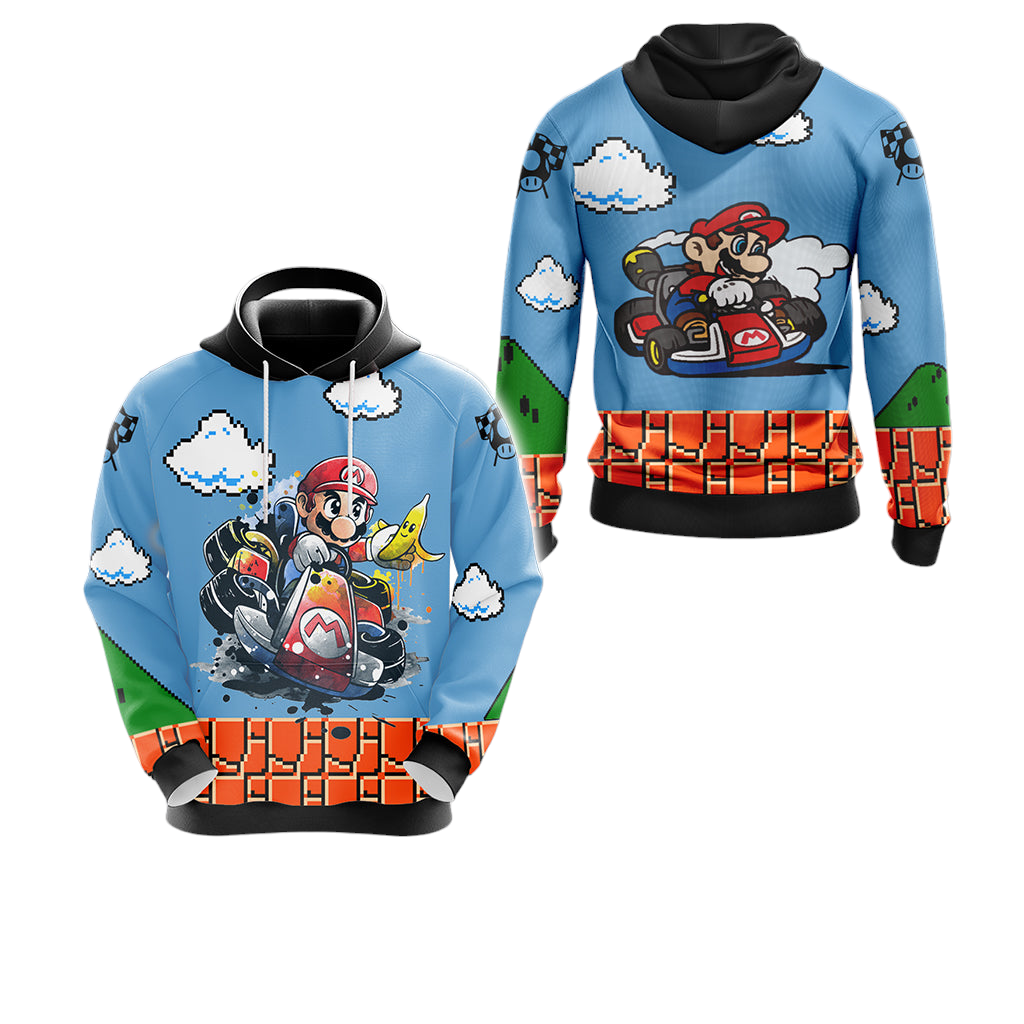 Mario Hoodie All Characters Using Banana Hoodie Blue Unisex - Cozy Hoodie For Cold Weather