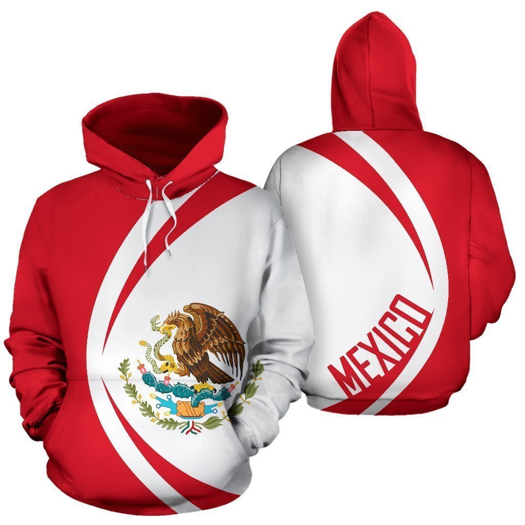 Mexico Hoodie Mexico Coat Of Arms Graphic Hoodie Red White Unisex - Cozy Hoodie For Cold Weather